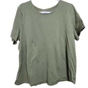 Eileen Fisher Womens Organic Cotton Top Shirt Minimalist Relaxed Olive Green XL